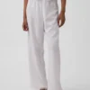 Pantaloni da pigiama in misto lino con orlo in pizzo