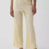 Pantaloni da pigiama in misto lino con orlo in pizzo
