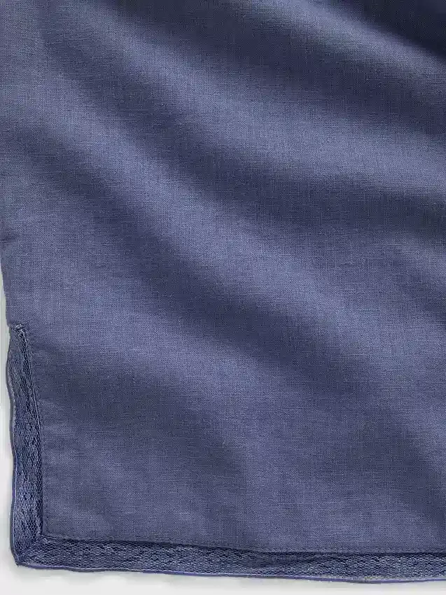 Pantaloni da pigiama in misto lino con orlo in pizzo
