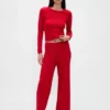Pantaloni da pigiama leggeri CashSoft con motivo a cuori in maglia pointelle