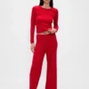 Pantaloni da pigiama leggeri CashSoft con motivo a cuori in maglia pointelle