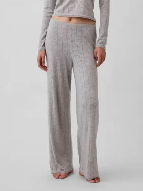Pantaloni da pigiama leggeri CashSoft con motivo a cuori in maglia pointelle