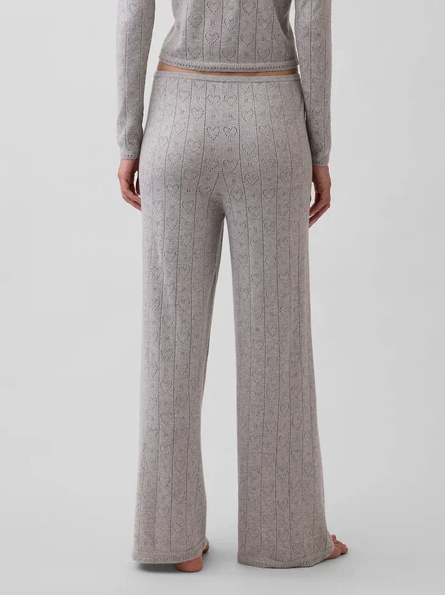 Pantaloni da pigiama leggeri CashSoft con motivo a cuori in maglia pointelle