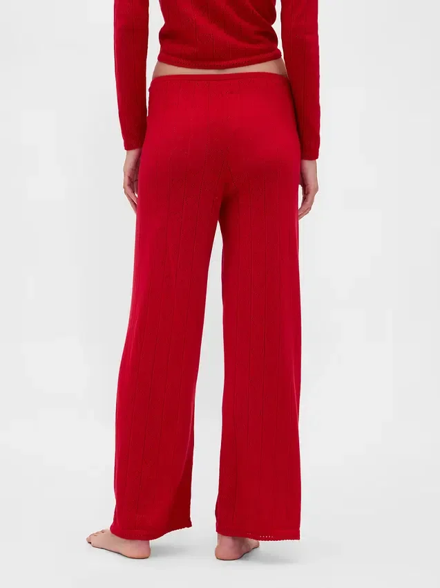 Pantaloni da pigiama leggeri CashSoft con motivo a cuori in maglia pointelle