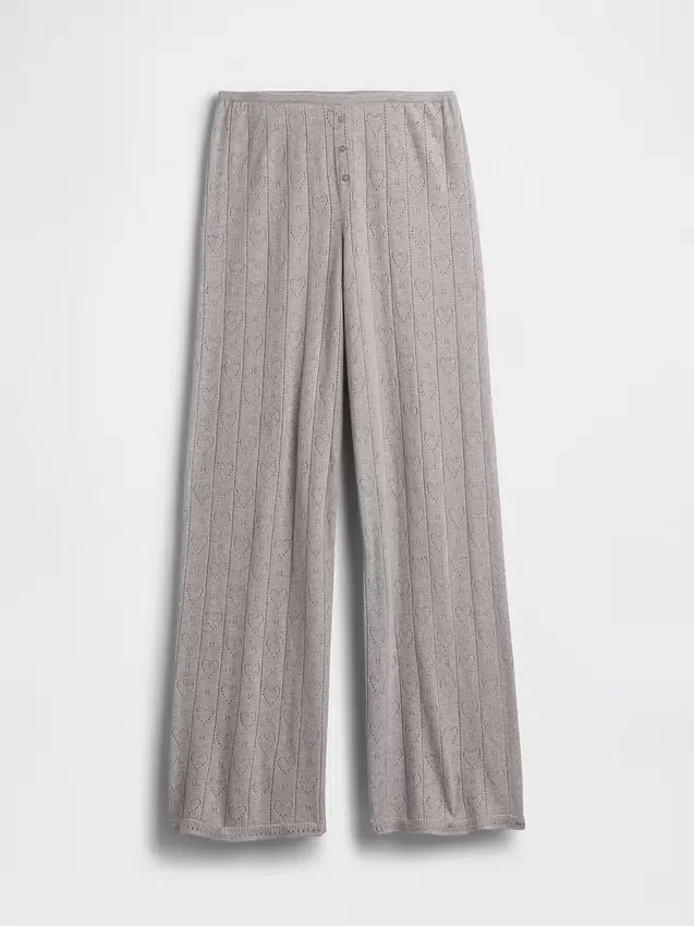 Pantaloni da pigiama leggeri CashSoft con motivo a cuori in maglia pointelle