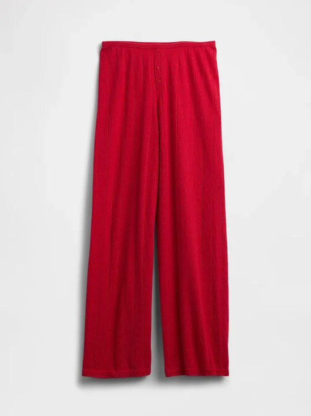 Pantaloni da pigiama leggeri CashSoft con motivo a cuori in maglia pointelle