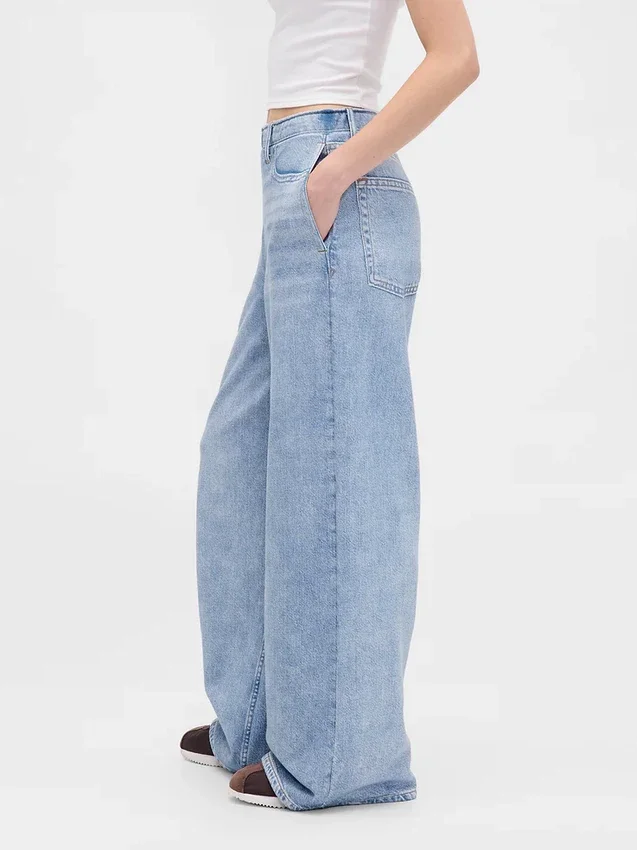 Pantaloni della tuta larghi stampati effetto Jeans