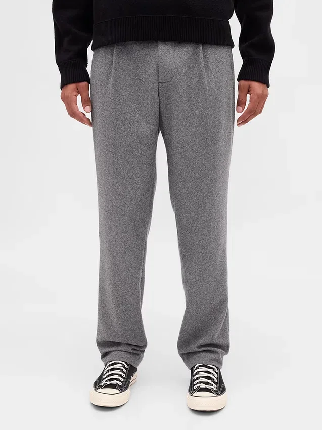 Pantaloni dritti dal taglio morbido in misto lana
