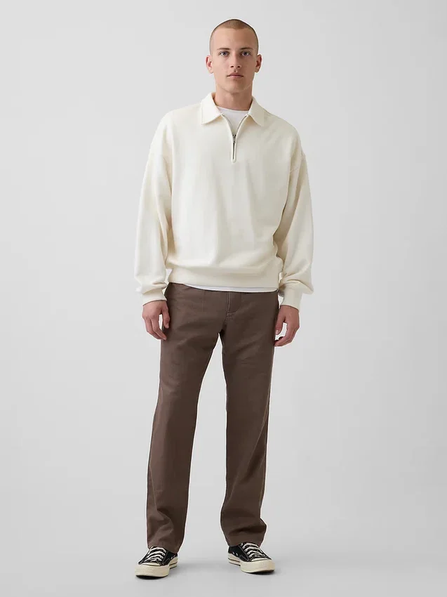 Pantaloni dritti dal taglio morbido in misto lino e cotone