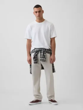 Pantaloni dritti dal taglio morbido in misto lino e cotone