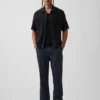 Pantaloni dritti dal taglio morbido in misto lino e cotone