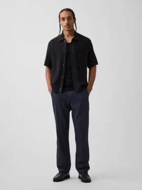 Pantaloni dritti dal taglio morbido in misto lino e cotone