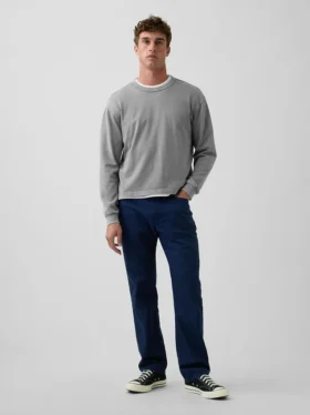 Pantaloni dritti dal taglio morbido in misto lino e cotone