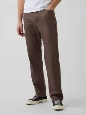 Pantaloni dritti dal taglio morbido in misto lino e cotone