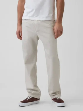 Pantaloni dritti dal taglio morbido in misto lino e cotone