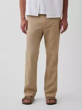 Pantaloni dritti dal taglio morbido in misto lino e cotone