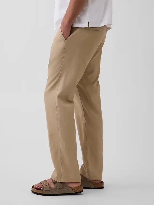 Pantaloni dritti dal taglio morbido in misto lino e cotone