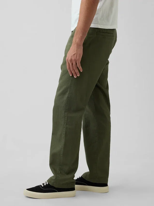 Pantaloni dritti dal taglio morbido in misto lino e cotone