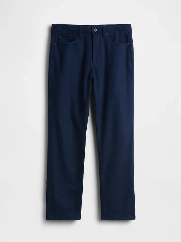 Pantaloni dritti dal taglio morbido in misto lino e cotone
