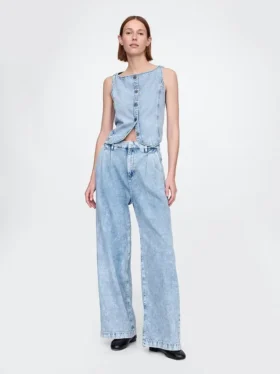 Pantaloni in denim a vita alta 365 ultrasoft con pieghe