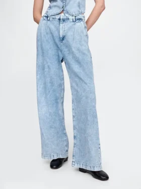 Pantaloni in denim a vita alta 365 ultrasoft con pieghe
