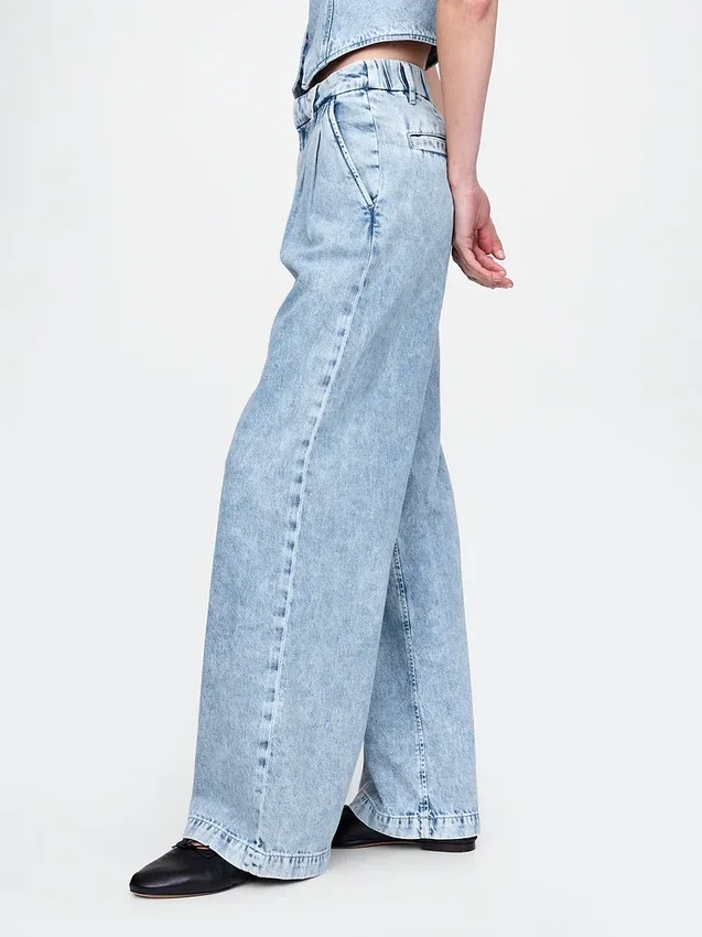Pantaloni in denim a vita alta 365 ultrasoft con pieghe