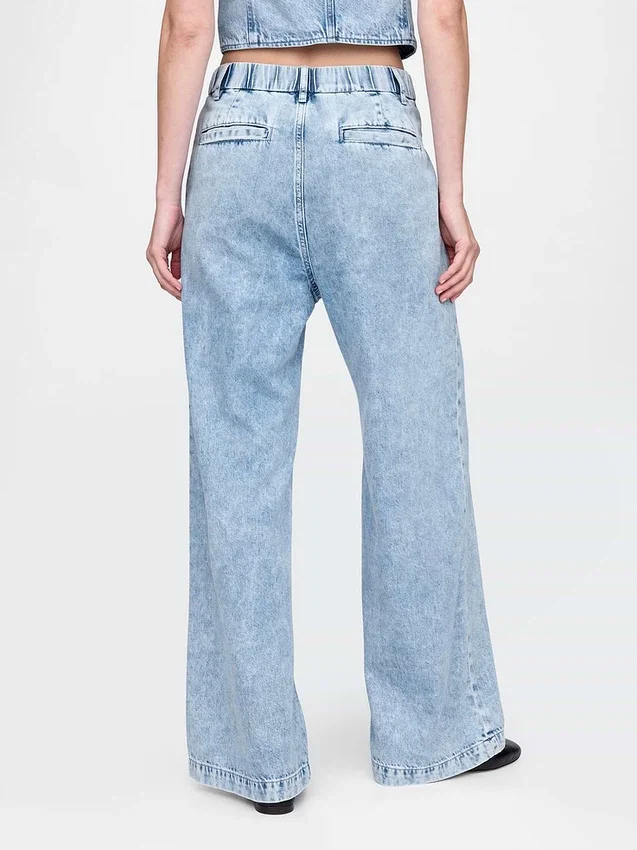 Pantaloni in denim a vita alta 365 ultrasoft con pieghe