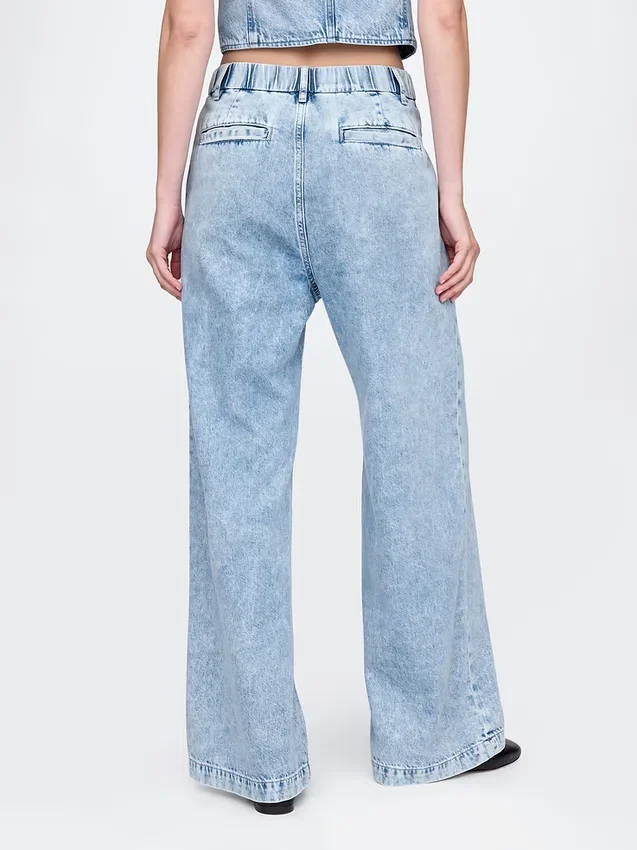 Pantaloni in denim a vita alta 365 ultrasoft con pieghe