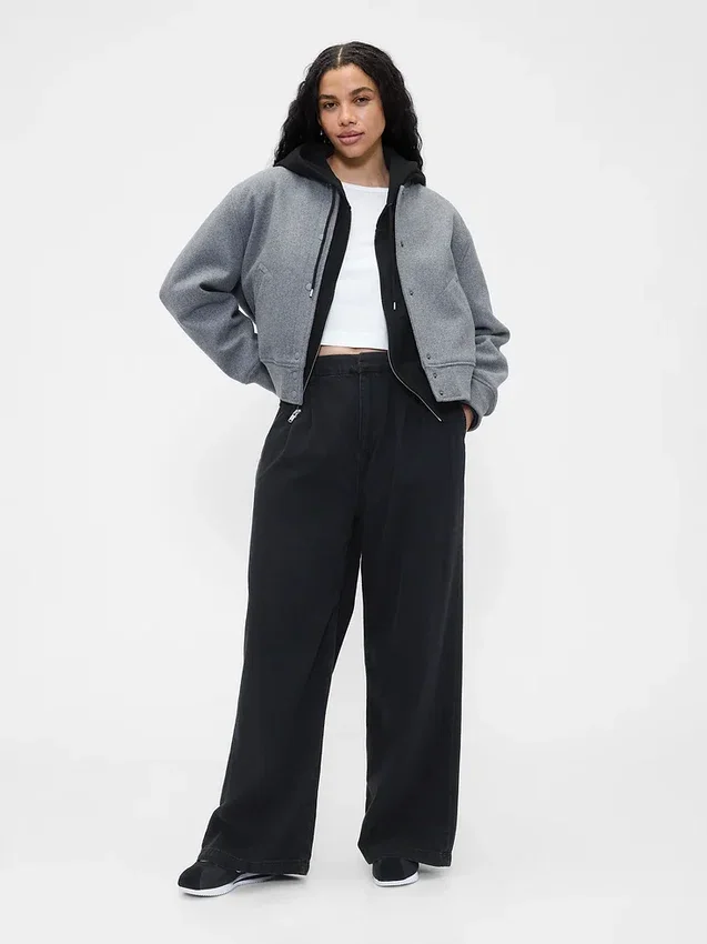 Pantaloni in denim a vita alta 365 ultrasoft con pieghe