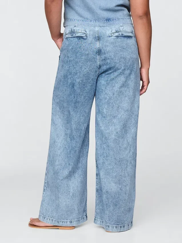Pantaloni in denim a vita alta 365 ultrasoft con pieghe