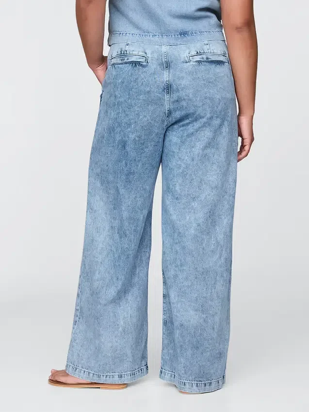 Pantaloni in denim a vita alta 365 ultrasoft con pieghe