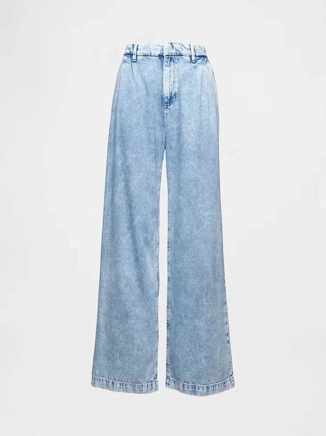 Pantaloni in denim a vita alta 365 ultrasoft con pieghe