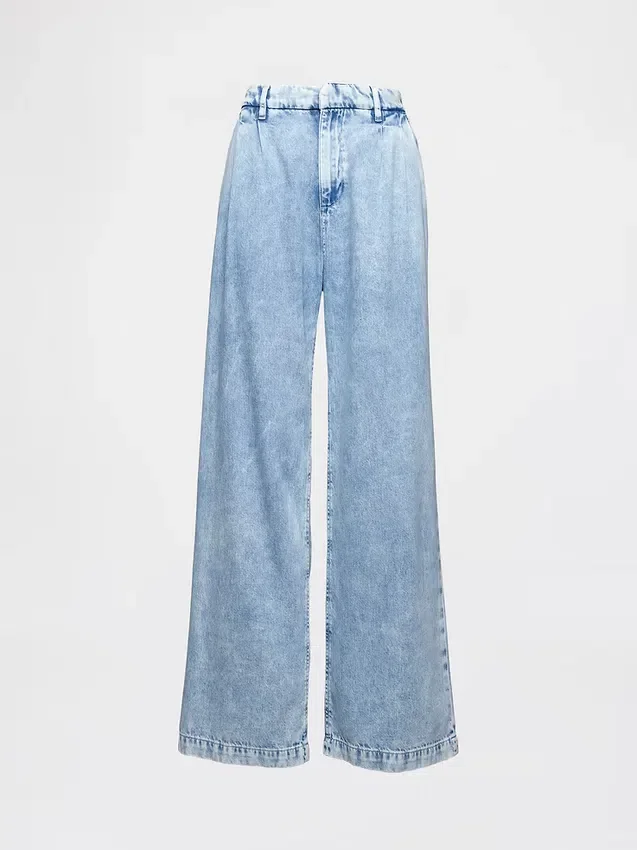 Pantaloni in denim a vita alta 365 ultrasoft con pieghe