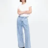 Pantaloni in denim a vita alta 365 ultrasoft con pieghe