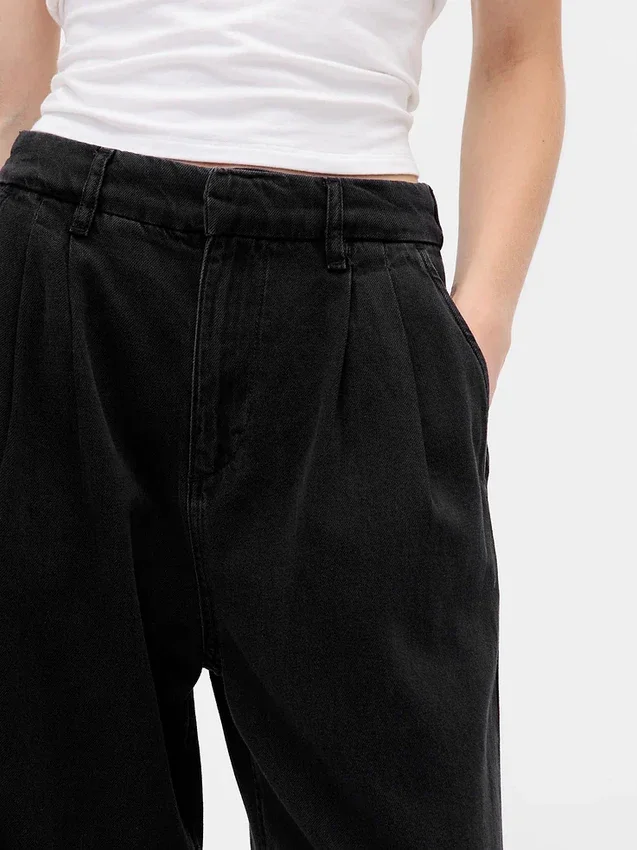 Pantaloni in denim a vita alta 365 ultrasoft con pieghe