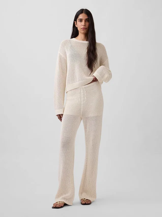 Pantaloni in maglia all’uncinetto 100% cotone
