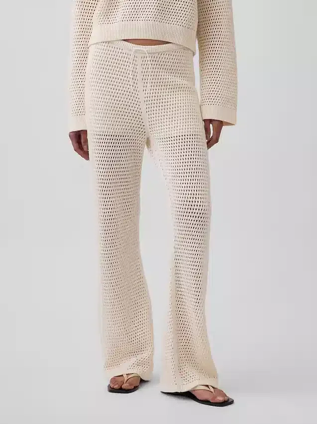 Pantaloni in maglia all’uncinetto 100% cotone