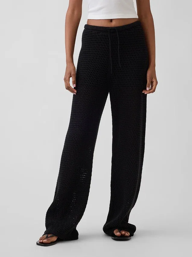 Pantaloni in maglia all’uncinetto 100% cotone
