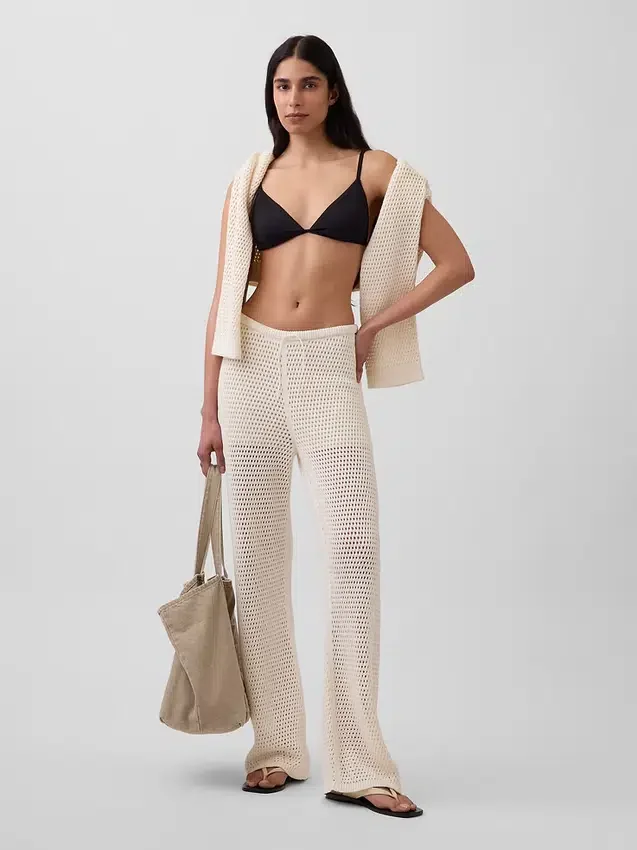 Pantaloni in maglia all’uncinetto 100% cotone