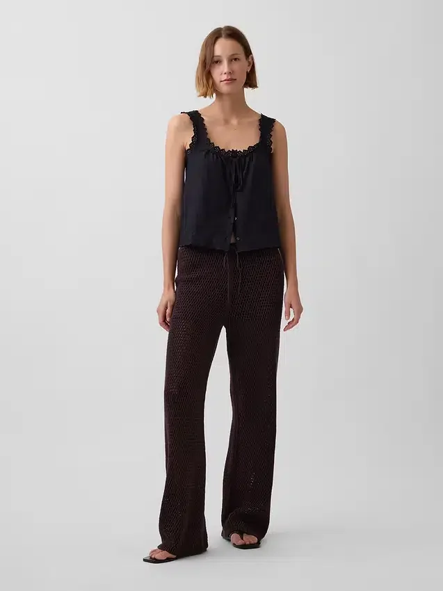 Pantaloni in maglia all’uncinetto 100% cotone