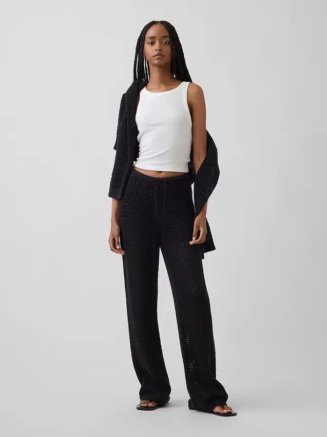 Pantaloni in maglia all’uncinetto 100% cotone