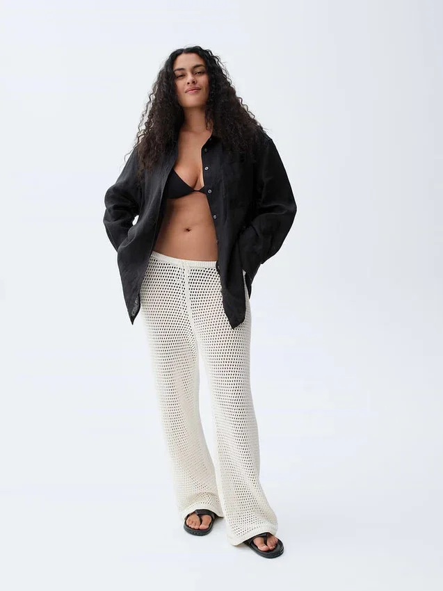 Pantaloni in maglia all’uncinetto 100% cotone