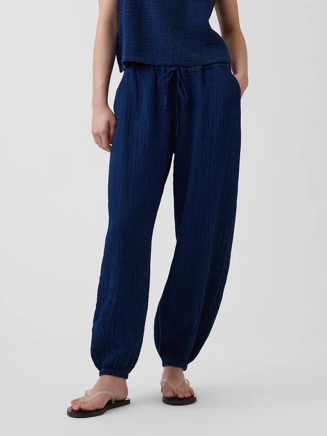 Pantaloni jogger Easy Barrel in denim di garza di cotone