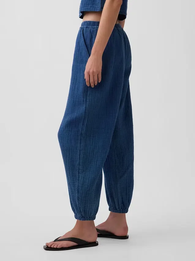 Pantaloni jogger Easy Barrel in denim di garza di cotone