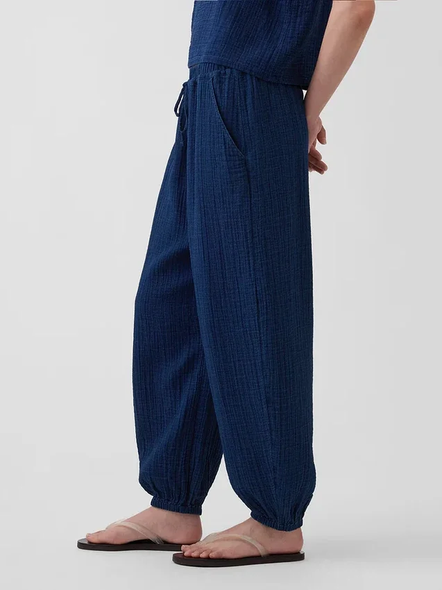 Pantaloni jogger Easy Barrel in denim di garza di cotone