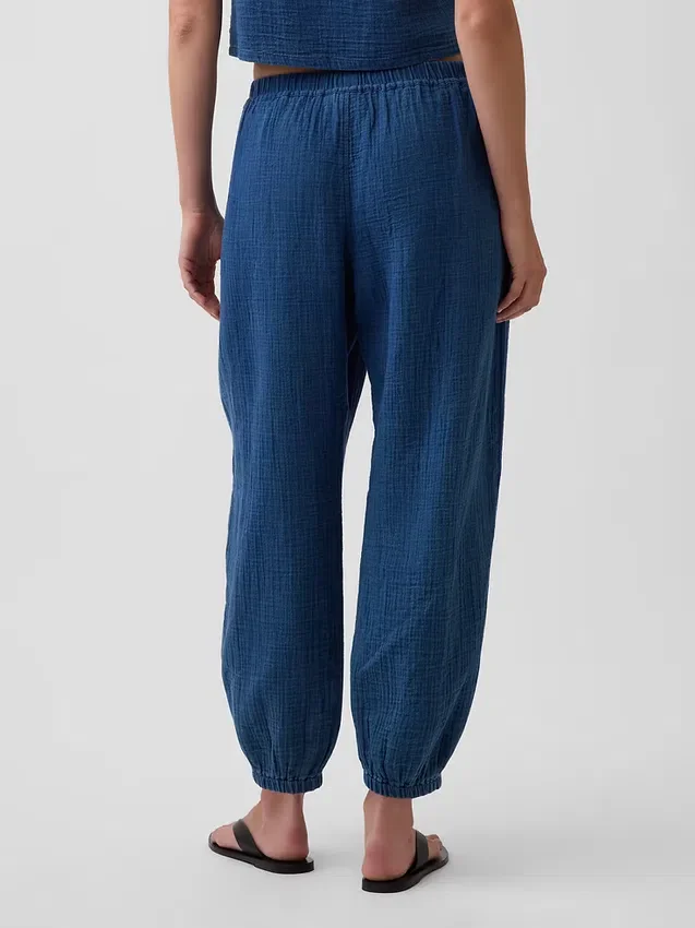Pantaloni jogger Easy Barrel in denim di garza di cotone