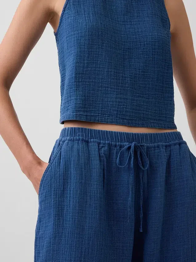 Pantaloni jogger Easy Barrel in denim di garza di cotone