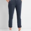 Pantaloni kaki a righe in twill stile “girlfriend”