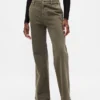 Pantaloni kaki a vita bassa dal taglio ampio e svasato