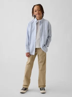 Pantaloni kaki da bambino dal taglio dritto e dalla vestibilità comoda, in stile "Modern Uniform"